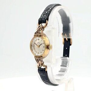 Vintage Glycine Fancy Lugs Ladies Mechanical Wristwatch Steel & 10k GF